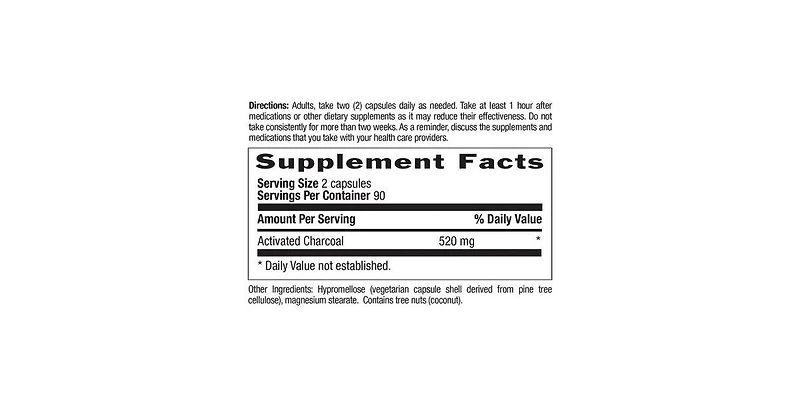 Country Life Activated Charcoal, 260 mg, 180 Caps
