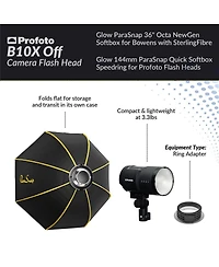 Profoto B10X Off Camera Flash Head Bundle with 36" Octa NewGen Softbox for Bowens with SterlingFibre, 144mm ParaSnap Quick Softbox Speedring for