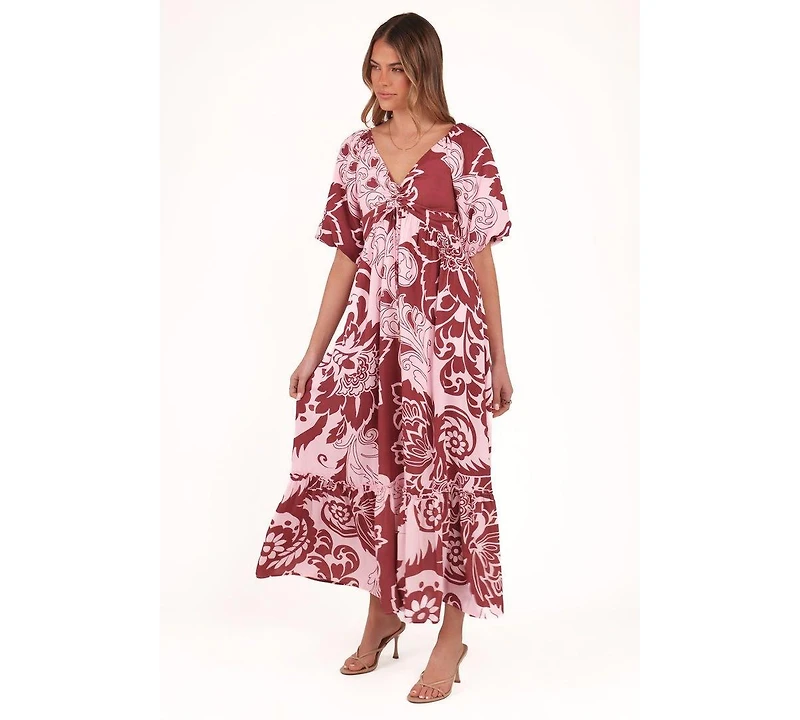 Petal and Pup Women's Shanae Maxi Dress - Pink Brown Paisley