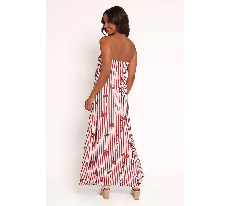 Petal and Pup Women's Soph Strapless Maxi Dress - Red Picnic Stripe