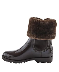 Azura Spring Step Wellies Faux Fur Trim Waterproof Rain Boot with Zipper and Padded Insole