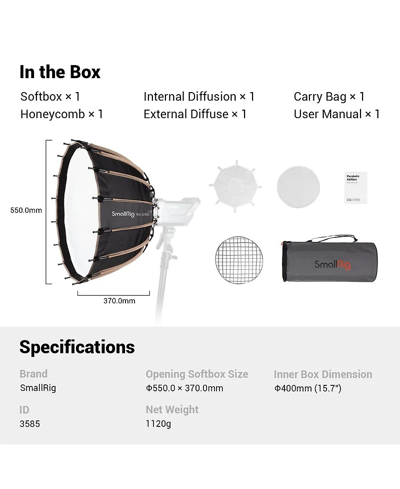 SmallRig Ra-D55 21.6" Parabolic Softbox