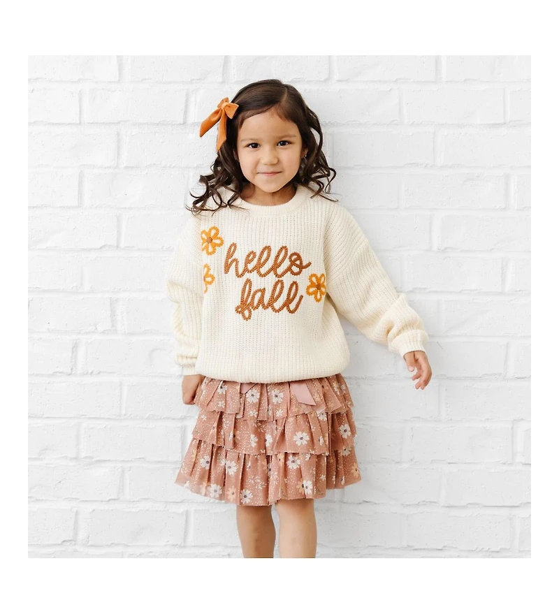 Sweet Wink Little and Big Girls Hello Fall Knit Sweater