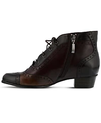 Azura Spring Step Heroic Colorblock Leather Bootie with Brogue Detailing and Inside Zipper