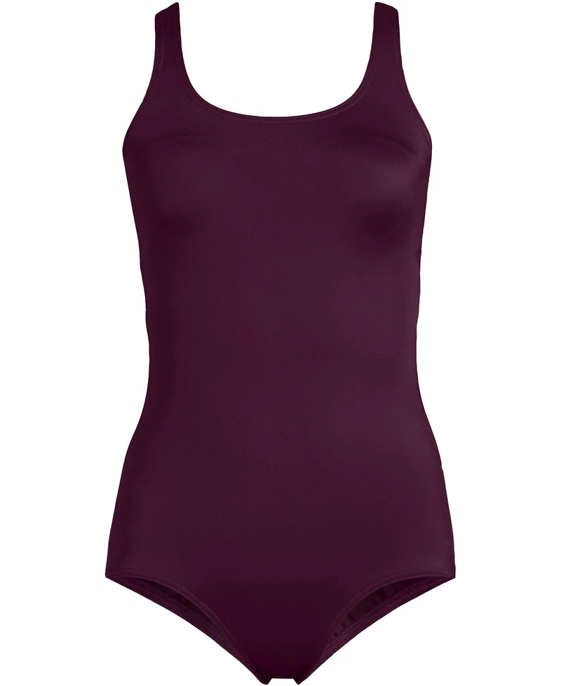 Lands' End Women's Mastectomy Scoop Neck Tugless Sporty One Piece Swimsuit