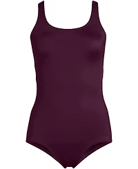 Lands' End Women's Mastectomy Scoop Neck Tugless Sporty One Piece Swimsuit