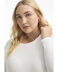 June + Vie Women's Plus Ribbed Scoopneck Top