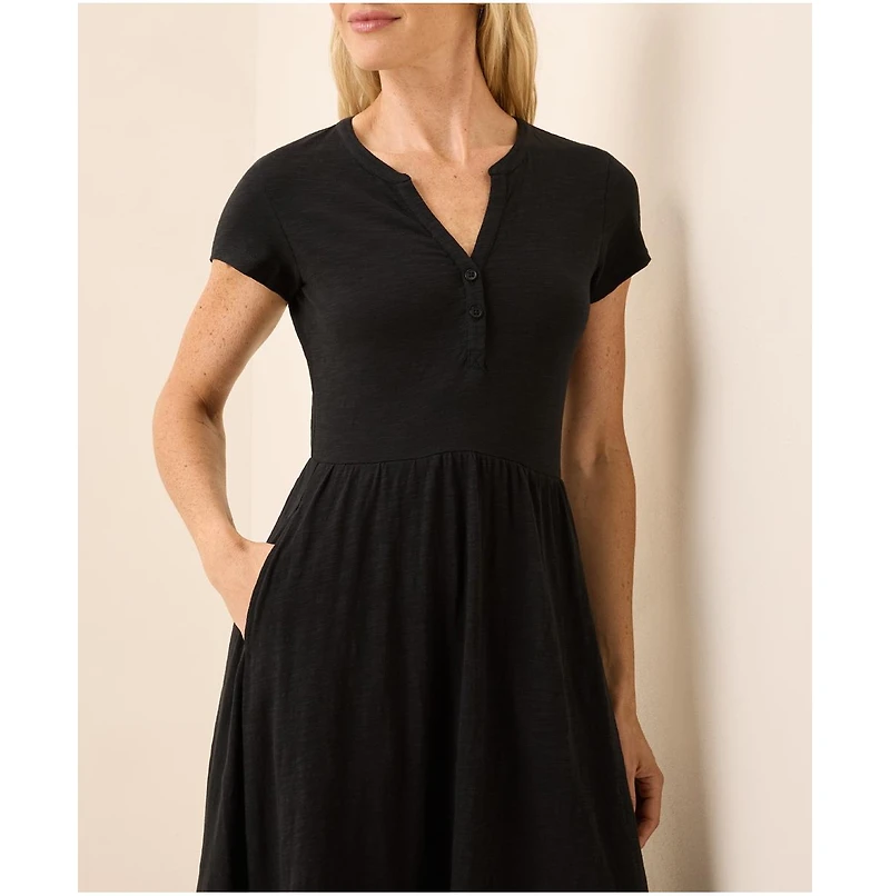 Pact Women's Organic Cotton Relaxed Slub Henley Market Dress