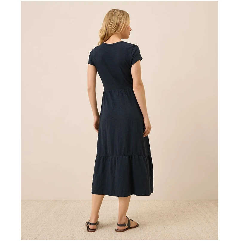 Pact Women's Organic Cotton Relaxed Slub Henley Market Dress