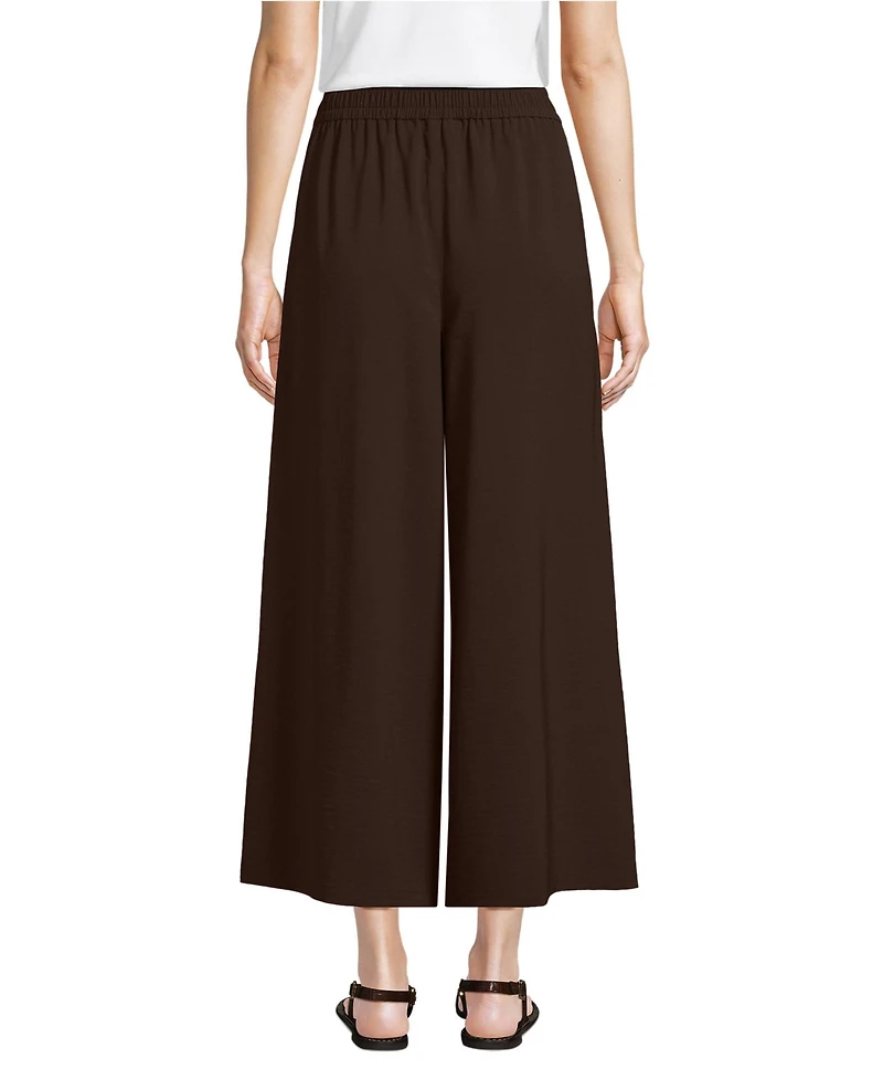 Lands' End Women's Creaseless High Rise Palazzo Crop Pants