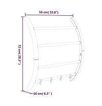 vidaXL Towel Rack with Hooks Silver 22"x6.3"x28.3" Aluminum