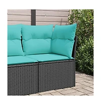 vidaXL Patio Sofa Corner with Cushions Black Poly Rattan