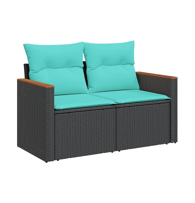 vidaXL Garden Sofa Black, Blue
