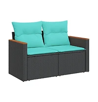 vidaXL Garden Sofa Black, Blue