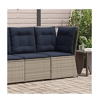 Patio Sofa Gray, Navy Blue Pe Rattan, Powder-Coated Steel Medium