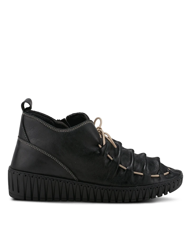 Azura Spring Step Nespea Premium Leather Slip-On Wedge with Elastic Vamp Tie and Removable Insole