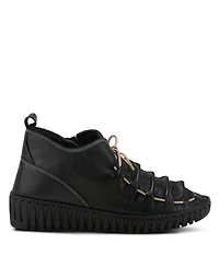 Azura Spring Step Nespea Premium Leather Slip-On Wedge with Elastic Vamp Tie and Removable Insole
