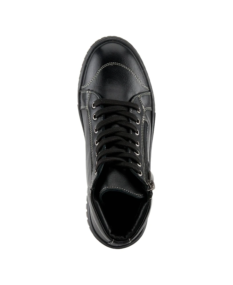 Spring Step Loeva Leather High-Top Sneaker Boot with Removable Insole and Zipper Access