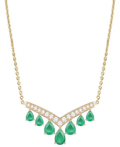 Macy's Gemstone and Diamond Necklace (1/3 ct. t.w.) 14K Gold White
