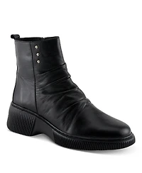 Azura Spring Step Nayana Leather Bootie with Ruching Detail, Removable Insole, and Lugged Sole