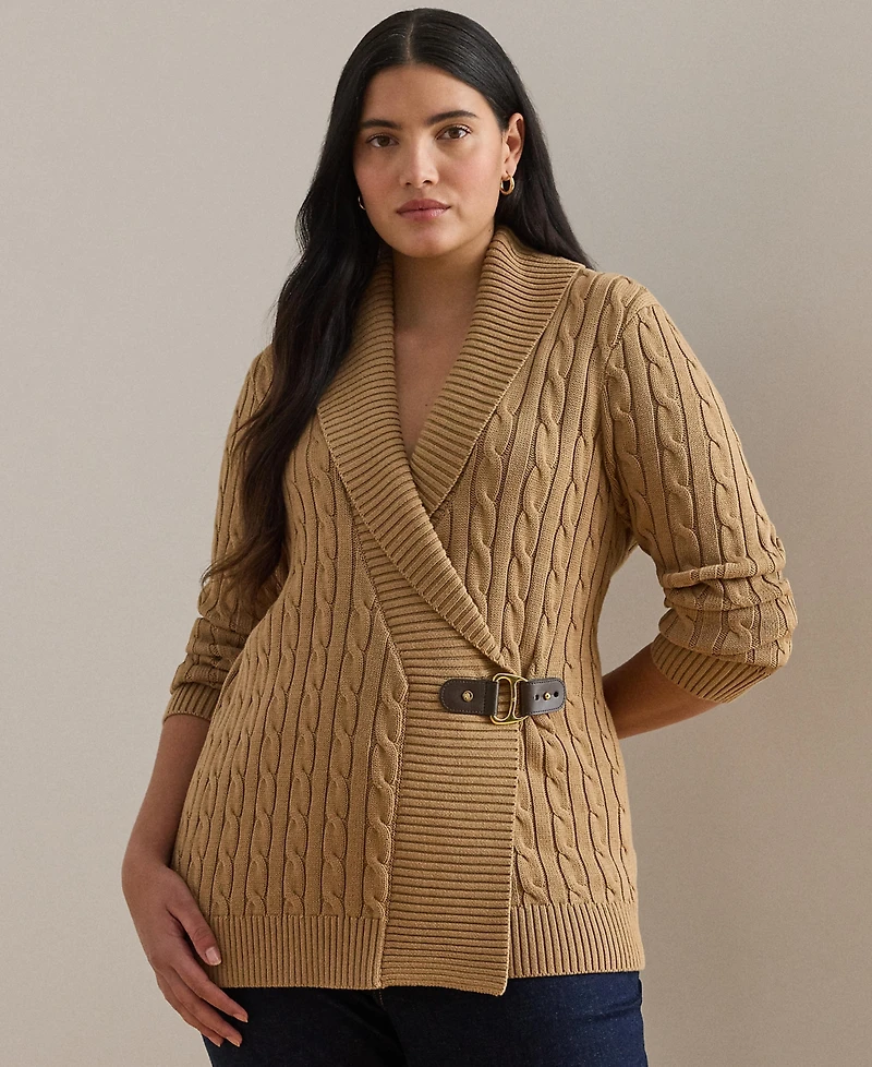Lauren Ralph Plus Long-Sleeve Buckled Sweater