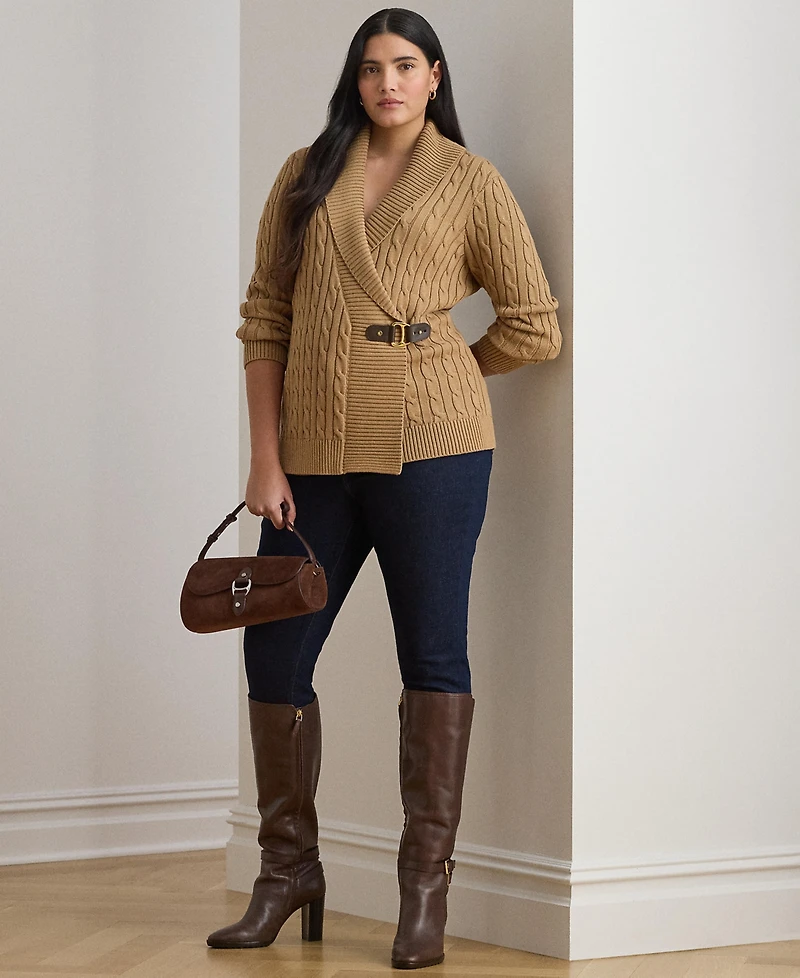 Lauren Ralph Plus Long-Sleeve Buckled Sweater