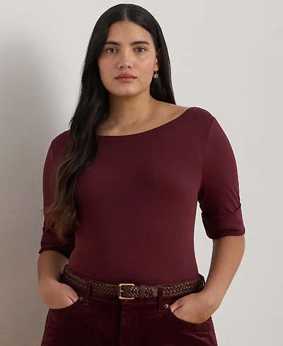 Lauren Ralph Lauren Plus Size Boat Neck T-Shirt
