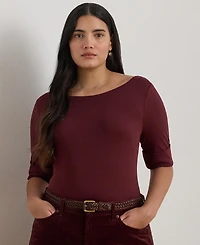 Lauren Ralph Lauren Plus Size Boat Neck T-Shirt