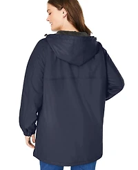 Woman Within Women's Plus Hooded Slicker Raincoat