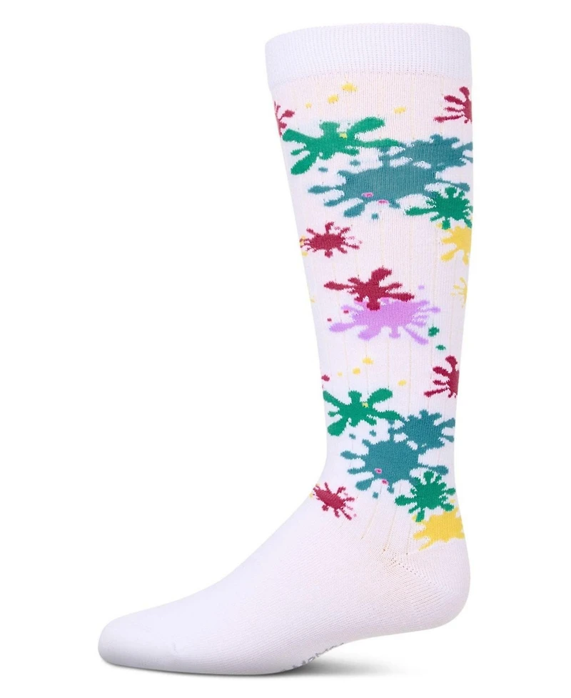 Memoi Girls Stretch Cotton "Splatter Paint" Knee Sock