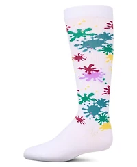Memoi Girls Stretch Cotton "Splatter Paint" Knee Sock