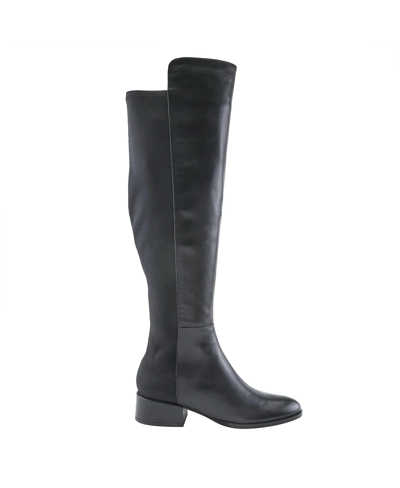 Spring Step Rider Over-the-Knee Leather Boot with Stretch Back Panel and Leather-Wrapped Heel