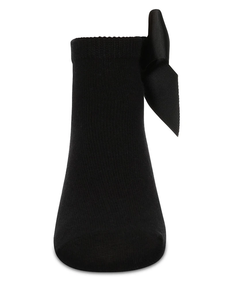 Memoi Little Girls Bow-on-Back Cotton-Rich Anklet Sock