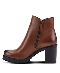 Azura Spring Step Dealey Leather Booties with Double Zippers and Lug Platform Sole