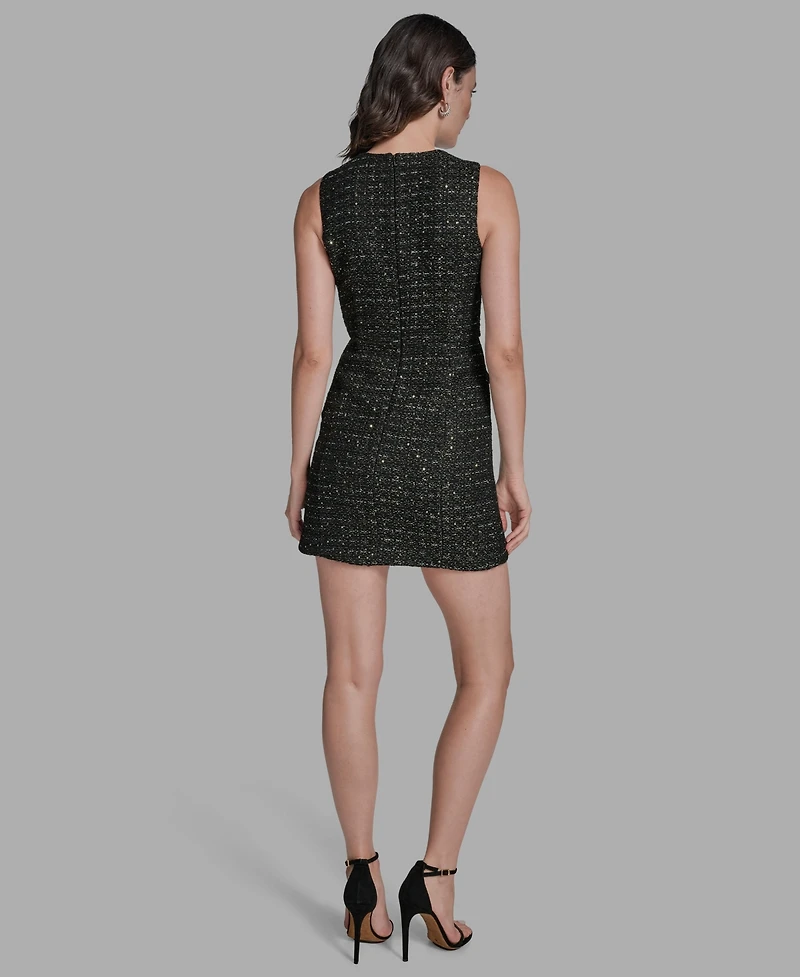 Bcbg Women's Textured Tweed Asymmetrical Sheath Dress
