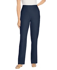 Woman Within Women's Flex-Fit Pull-On Straight-Leg Gap-Free Stretch Denim Jeans