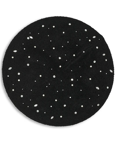 Karl Lagerfeld Paris Women's Crystal Stud Detail Beret Hat