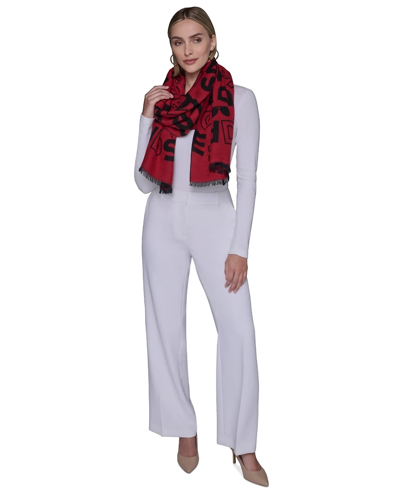 Karl Lagerfeld Paris Women's Jumble Block Letter Blanket Scarf