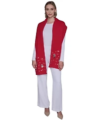 Karl Lagerfeld Paris Women's Embroidered Hearts Scarf