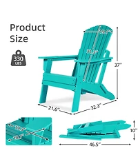 Aoodor Outdoor Folding Adirondack Chair - All-Weather Indoor/Outdoor Patio