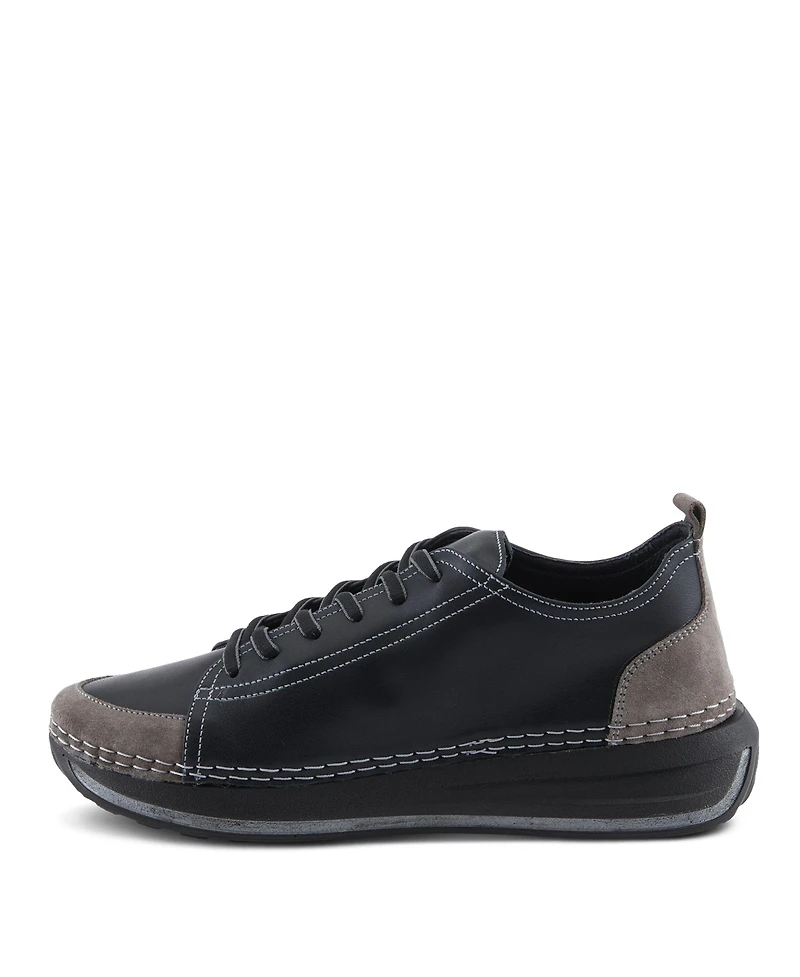Spring Step Angolan Leather and Suede Sport-Inspired Shoe with Removable Insole Elevated Sole