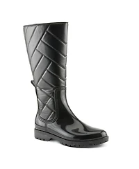 Spring Step Maiza Waterproof Quilted Rain Boots with Faux Fur Lining and Zipper Closure
