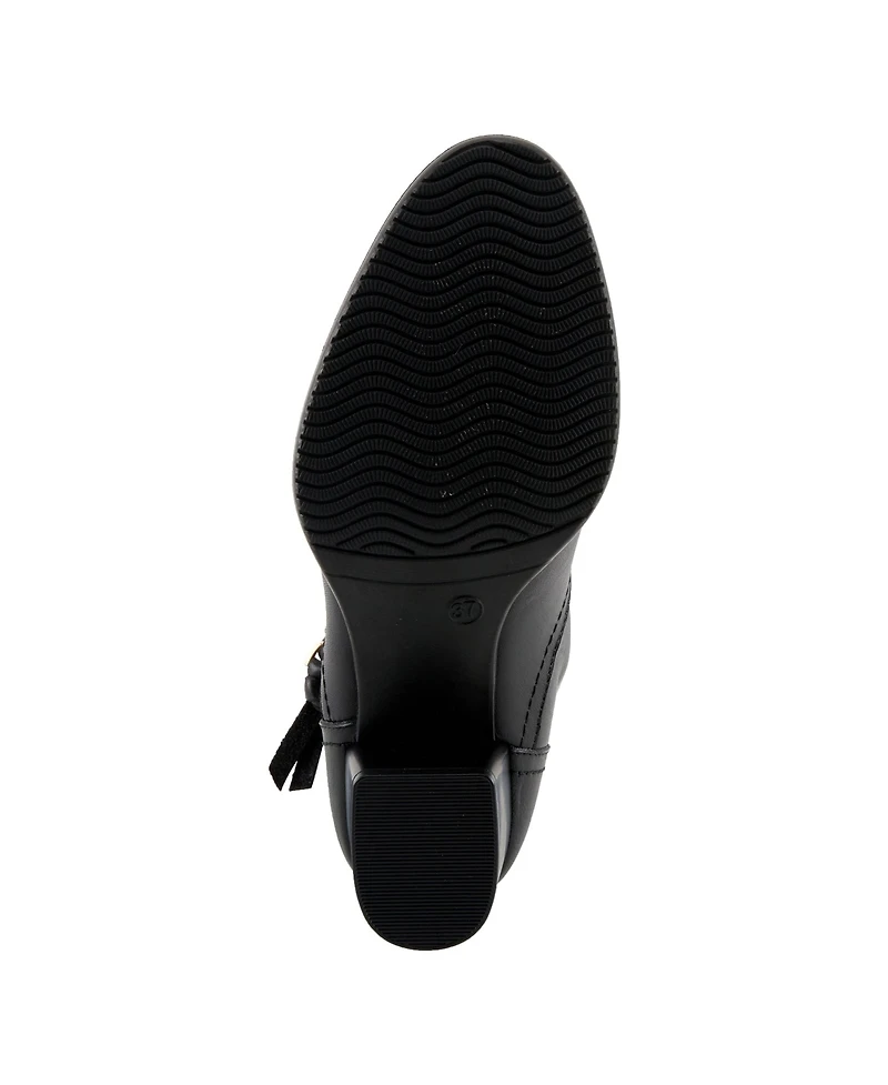 Azura Spring Step Nazca Leather Ankle Bootie with Gold Snap Button and Functional Zipper