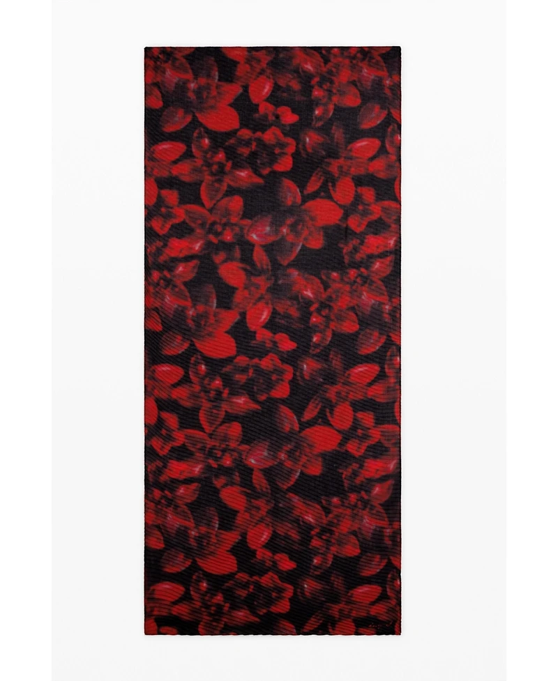 Desigual Women's Rectangular scarf with red flowers