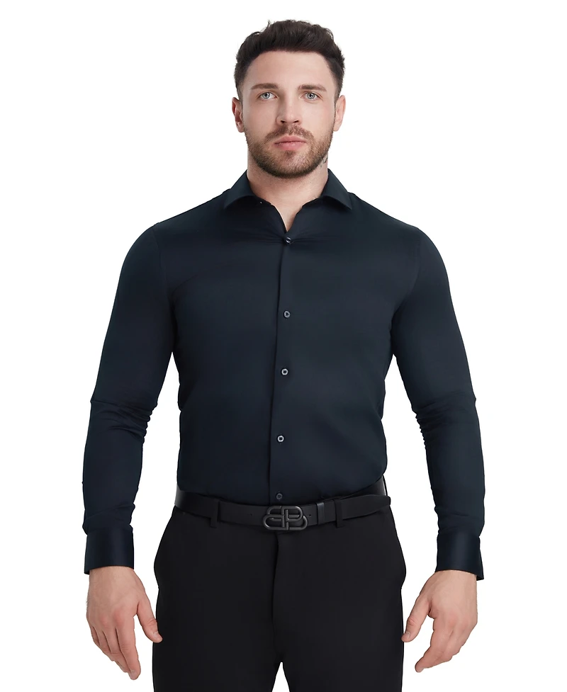 Perry Ellis Solid Sateen Slim Fit Dress Shirt