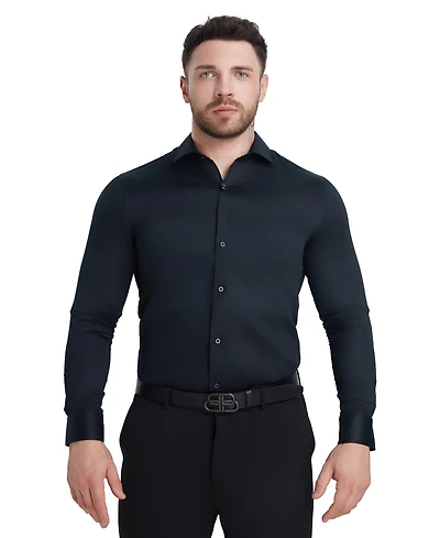 Perry Ellis Solid Sateen Slim Fit Dress Shirt