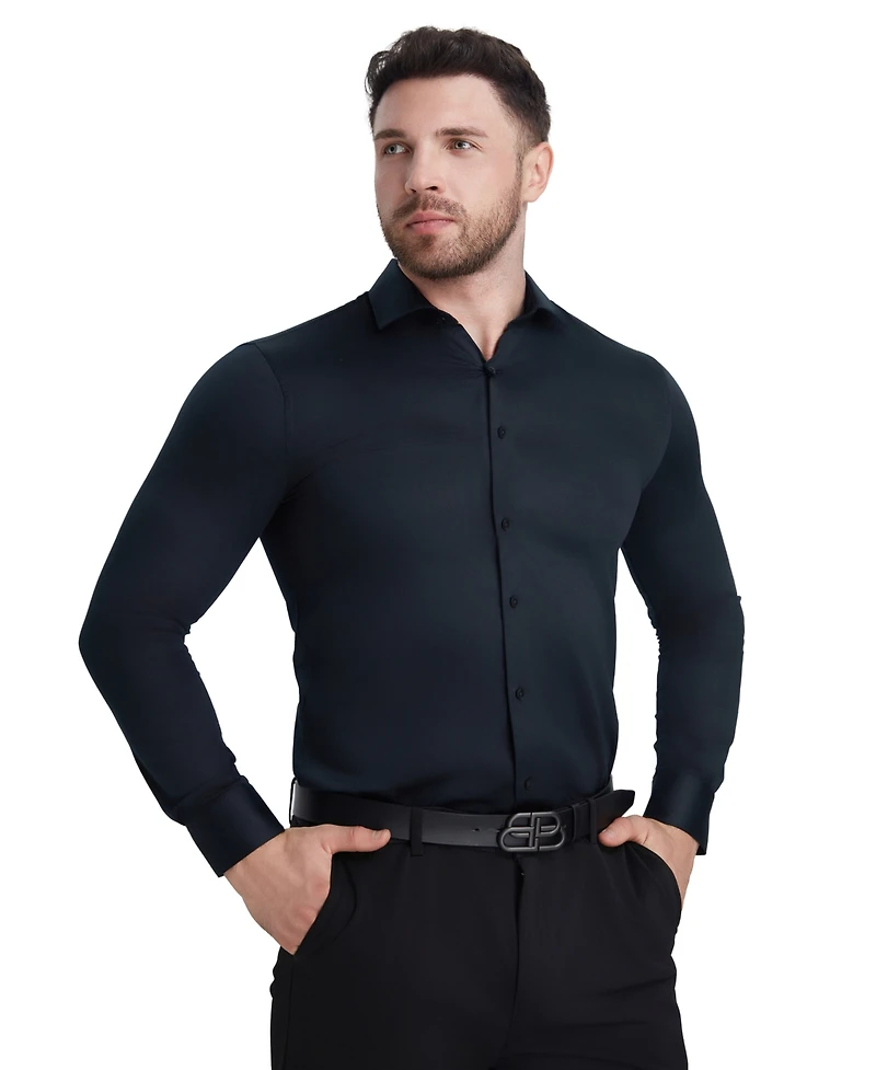 Perry Ellis Solid Sateen Slim Fit Dress Shirt