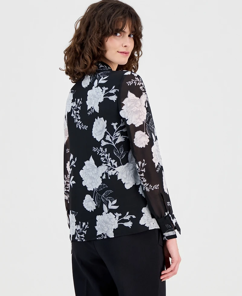 Anne Klein Women's Printed Button-Front Blouse