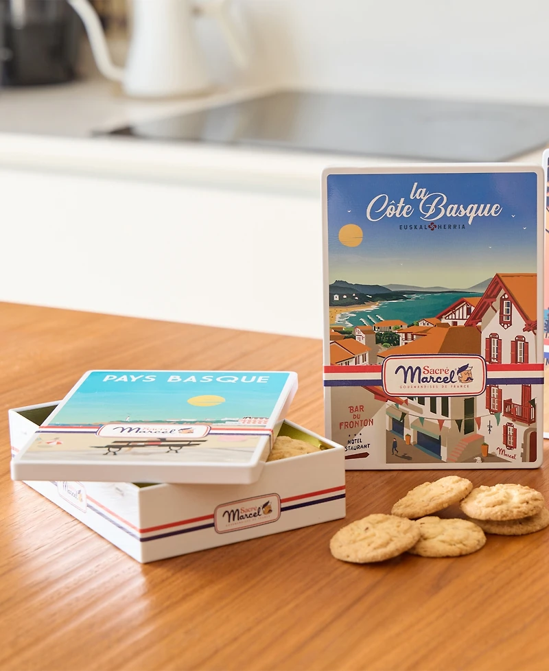 Sacre Marcel La Cote Basque Tin with Hazelnut Biscuits, 3.5oz