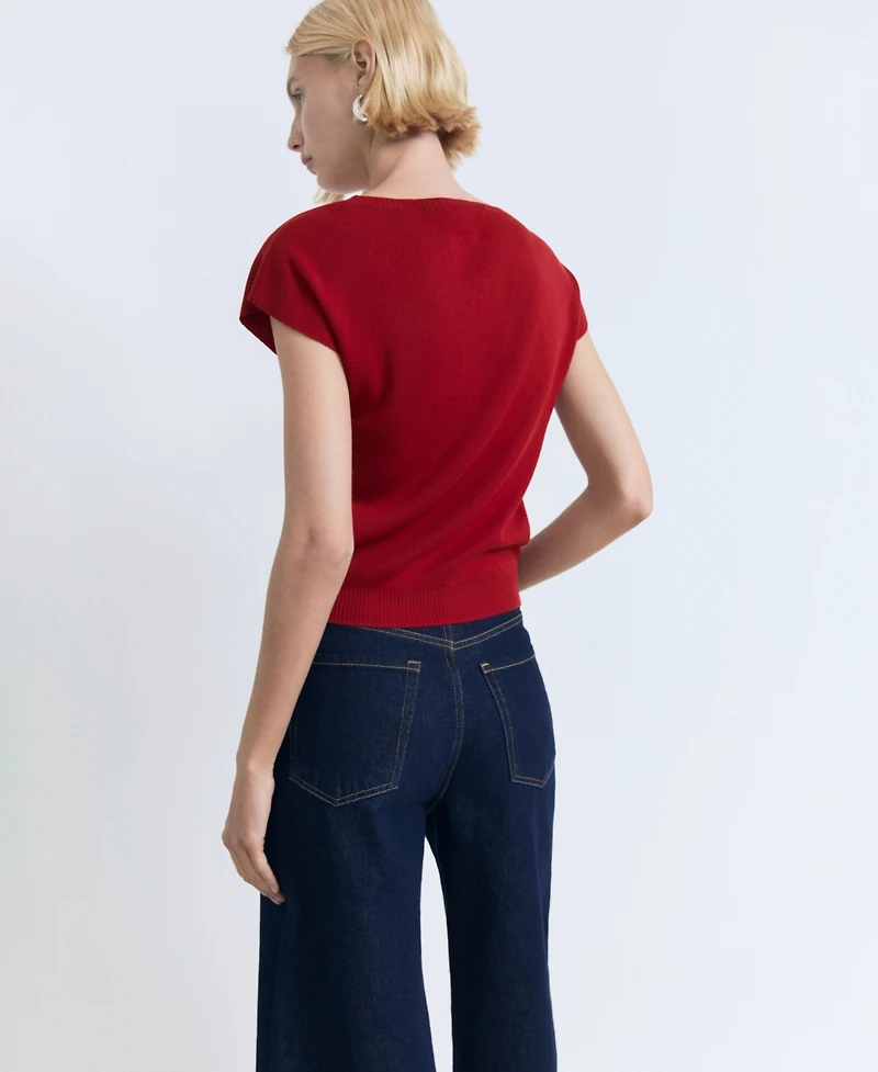 Mango Women's Short-Sleeved Fine-Knit Sweater